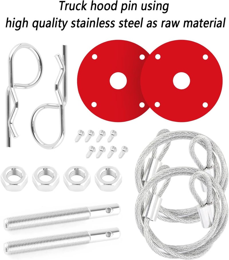 Stacool Stainless Steel Hood Pins Kit - Quick Latch for Reducing Shaking - Universal Automotive Exterior Accessories for Cars, SUVs, Trucks (Red) - Image 3